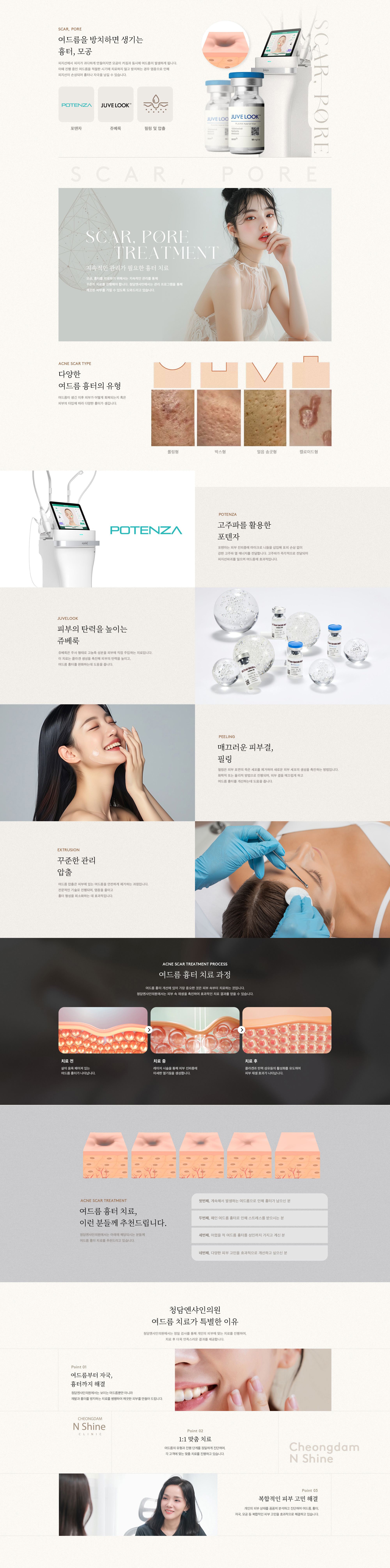 흉터, 모공